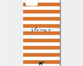 iPhone 5 or 4/4S Case - Bold Stripes in Orange and Navy, Customized with your Name