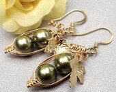 Two Sweet Peas In A Pod Gold Earrings Choose Your Color  - For Brides, Bridesmaids, Sisters, Friends And Mothers