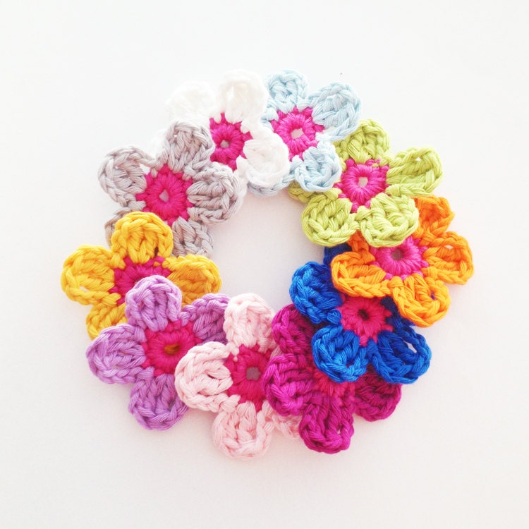 Crochet Flowers - Set of 10