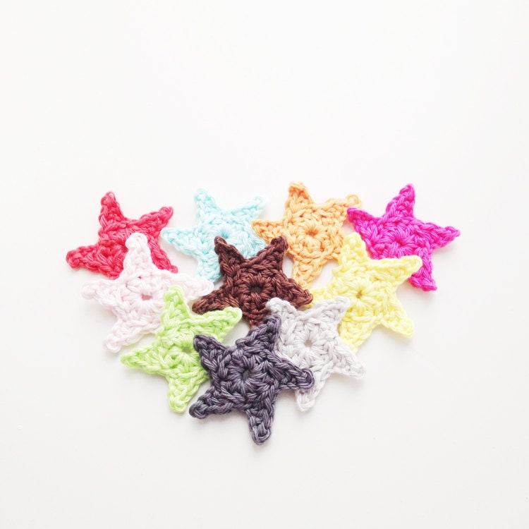 Crochet Star Applique - Set of 10