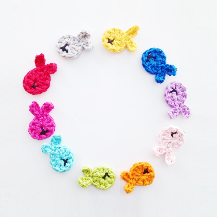 Crochet Fish Applique - Set of 10