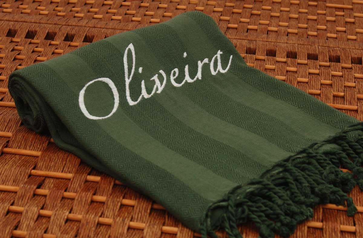 Personalized Green BAMBOO PESHTEMAL TOWEL So Soft and Light, Highly Absorbent Also you can use as a shawl or pareo. Brilliant Colors