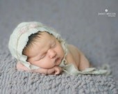 2 in 1 antique inspired Newborn bonnet and dainty flower headband  set FREE SHIPPING