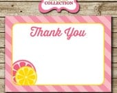 Lemonade Thank You Card, bridal shower, birthday, picnic, lemons, printable, digital