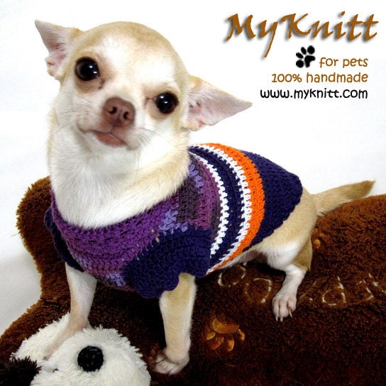 Purple Neon Dog Clothing Cat Clothes Personalized Pet Shirts Hand Crocheted Cotton D878 Myknitt