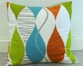 Modern pillow cover - retro pillow - decorative pillows - lime pillow - throw pillow - orange pillow - turquoise pillow - modern pillow