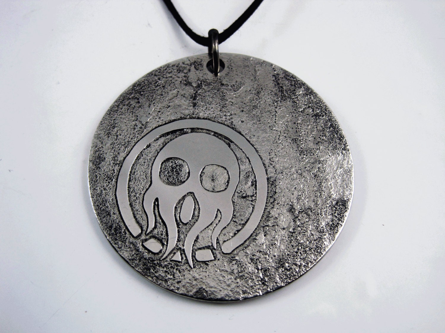 Cthulhu Pendant - Etched Stainless Steel - Handmade