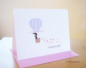 Dachshund in Hot Air Balloon Thank You Note Cards - Black.Tan Dachshund - Set of 10