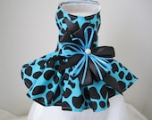 Dog Dress  Teacup   Teal and Black  Giraffe    By Nina's Couture Closet  "Exclusive Line Tiny Stars "