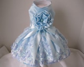 Dog Dress  XS Ice Blue  Embroidery   By Nina's Couture Closet "Exclusive  Line Bella "
