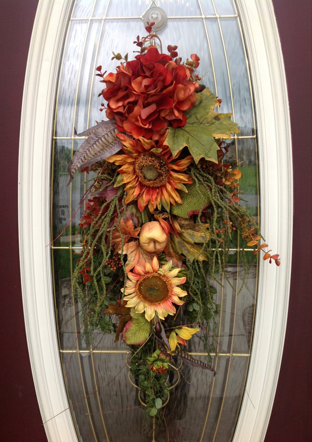 Fall Wreath Autumn Wreath Teardrop Vertical Door Swag Decor.."Mystic Autumn"