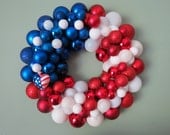 USA FLAG PATRIOTIC Ornament Wreath with Heart