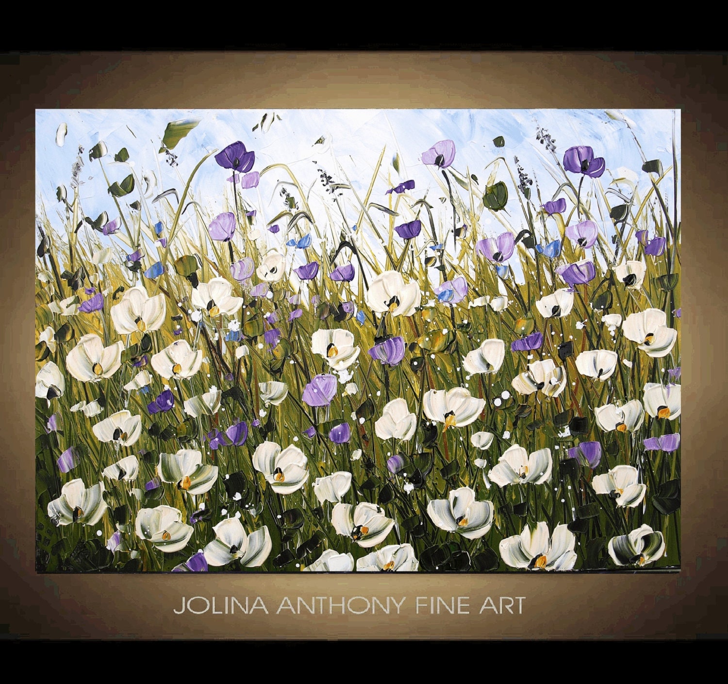 Painting 36" Flower Poppys Original painting textured wall art from jolina anthony fast and free shipping