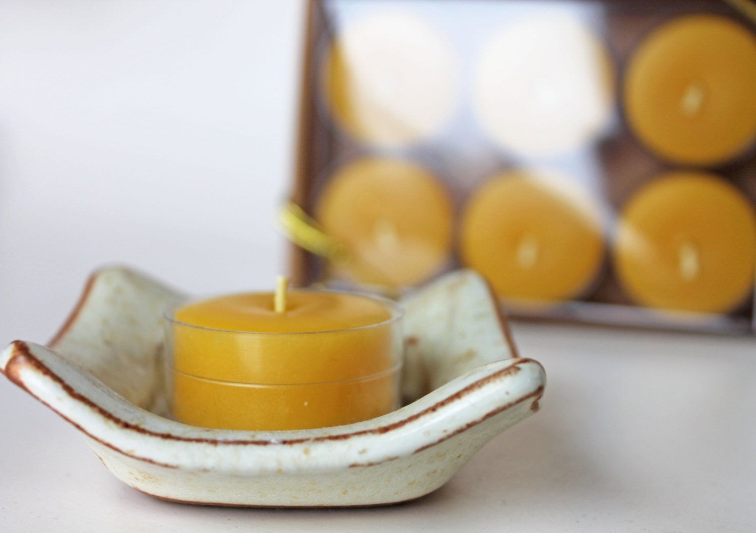beeswax tealights in gift box, handpoured, set of 12 in metal or clear cups