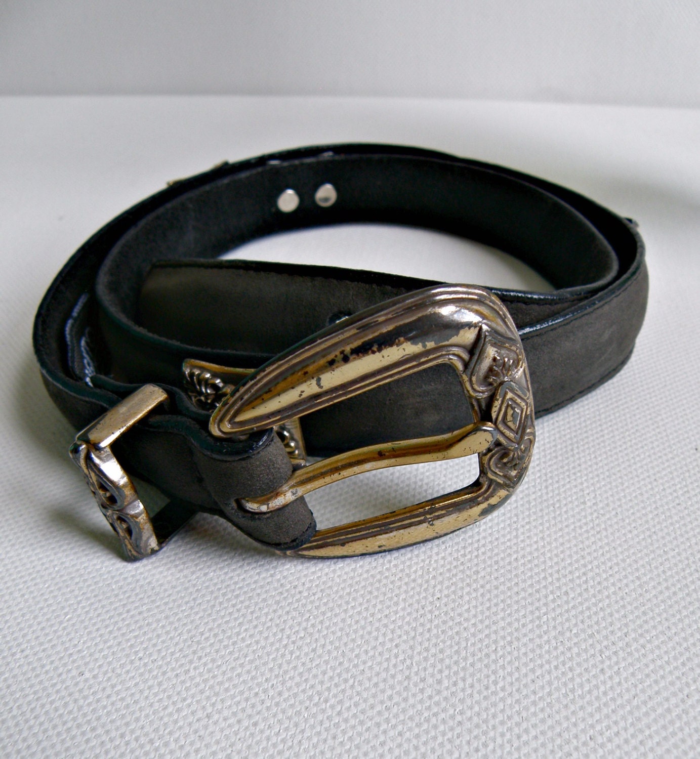 Vintage Black Leather Ladies' BRIGHTON Belt - Ships FREE in the USA
