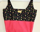 Mary Engelbreit Red Canvas Reversable Market Tote Grocery Bag