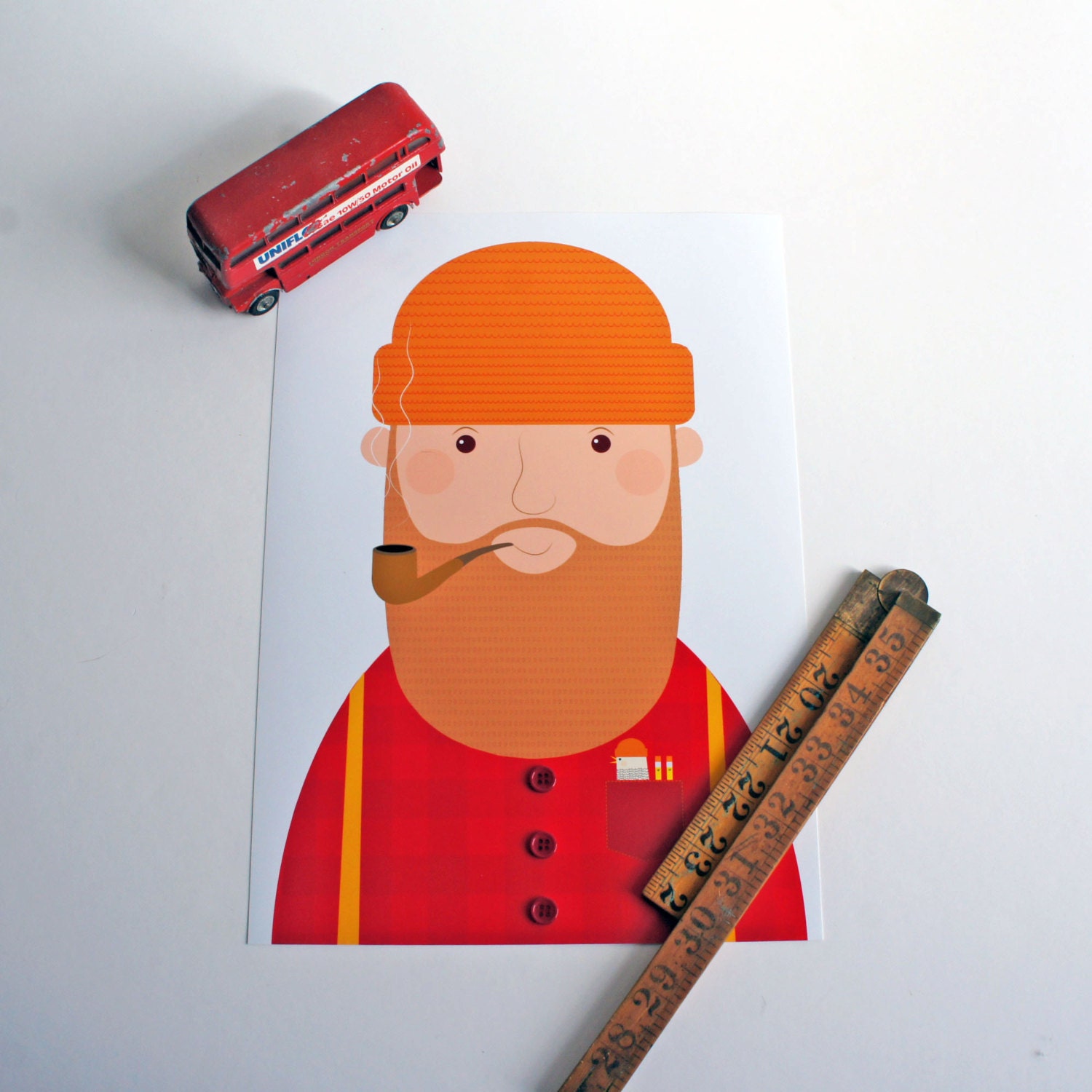 Woody the lumberjack and his little pocket friend  a4 art print