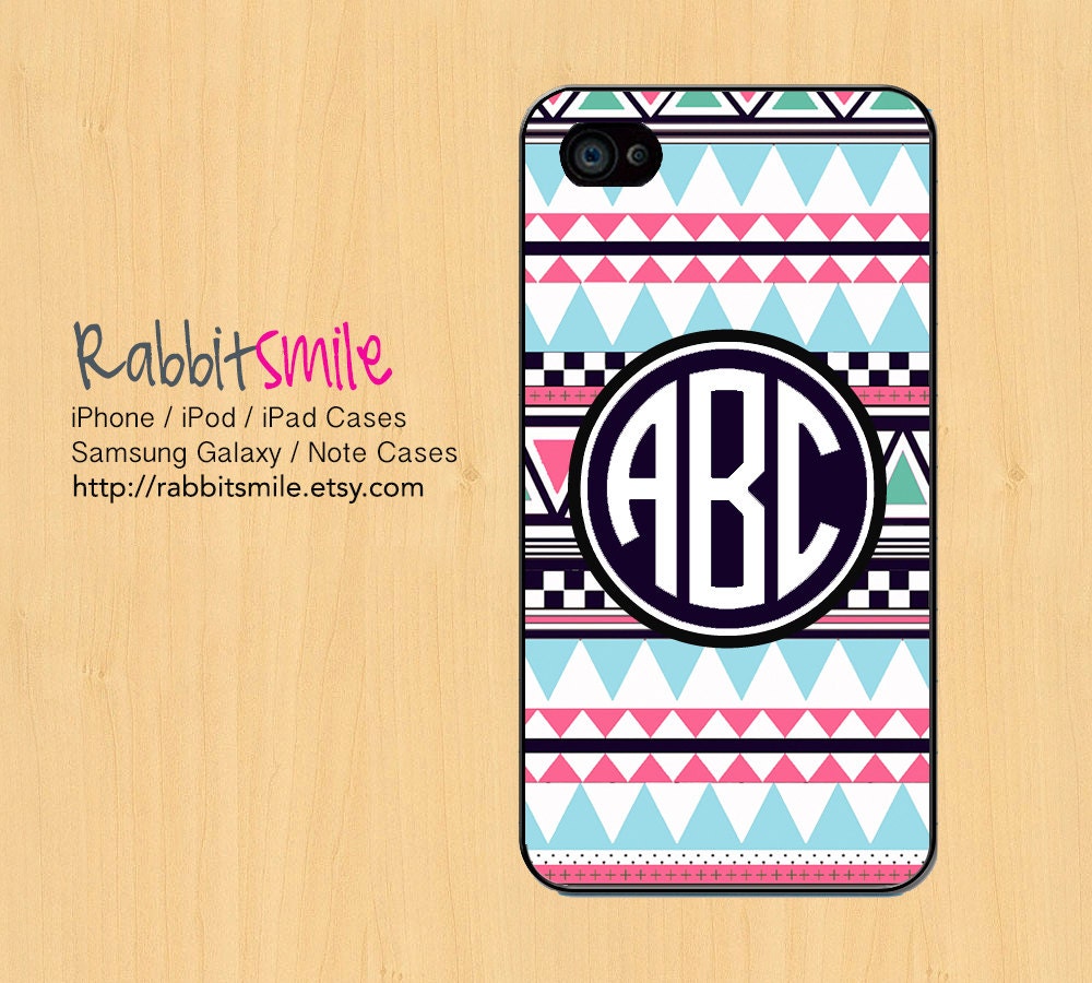 Personalized Aztec iPhone 5 Case, Monogrammed Tribal iPhone 4 case, Colorful Monogram Geometric iPhone 4s Cover. Custom Triangle Cases