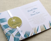 Starfish Wedding Invitation - Beach Wedding Invitation with Enclosures Booklet - Pocketfold Alternative
