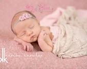 15% Off UR Order..Vintage Pink Baby Headbands.Newborn Headband.Hairbow Easter Baby Headband.Baby Girl Headbands.Hair Bow.Baby Bow