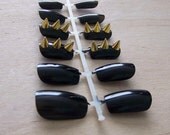 Black with Gold Spiked Accent Nail Art Set