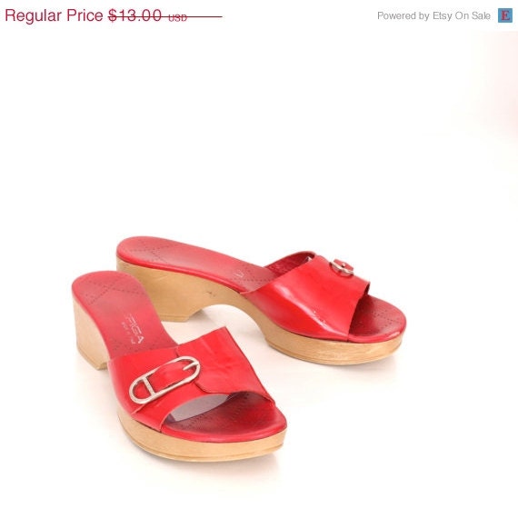 ON SALE Vintage Red Patent Sandals