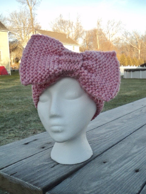 Womens Knitted Bow Headband, ear warmer