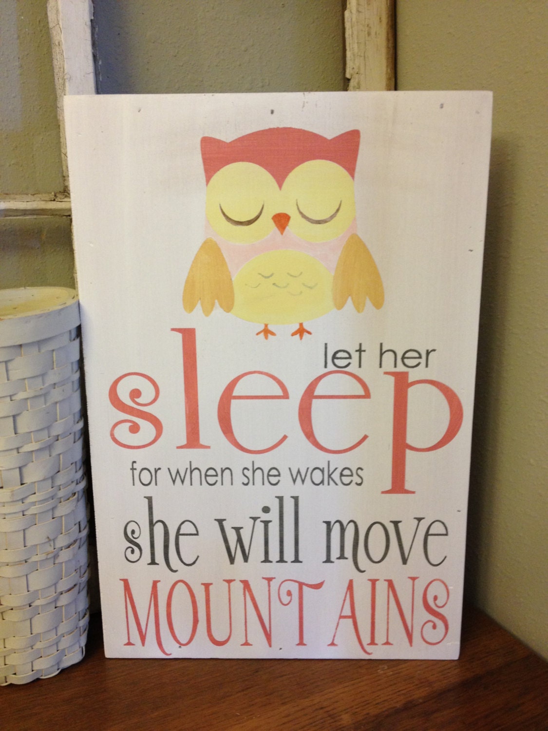 Let her sleep - owl - wall art for nursery or little girls room