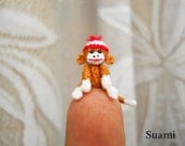 Amigurumi Sock Monkey 0.8 Inch - Tiny Crochet Doll Miniature Sock Monkeys - Made to Order