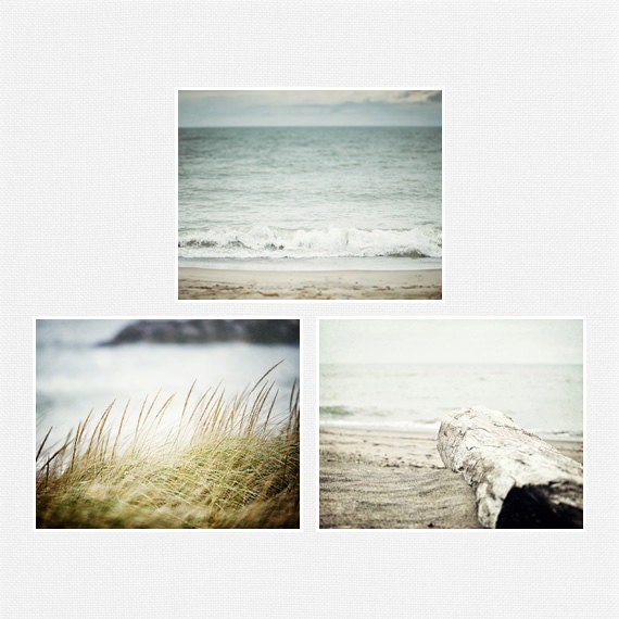 Beach Decor Set, Ocean Art Print Set of 3 Landscape Photographs, Beach Prints, Aqua, Turquoise, Seascape Wall Art, Beach Pictures.