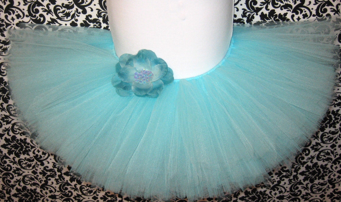 Aqua Blue Tutu with Sequin Flower Accent