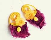 Third time's a charm statement fabric earrings