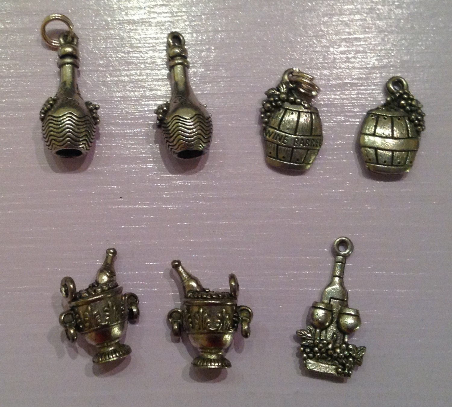 Charm Destash:  Pewter Wine Themed Assortment  1 pc