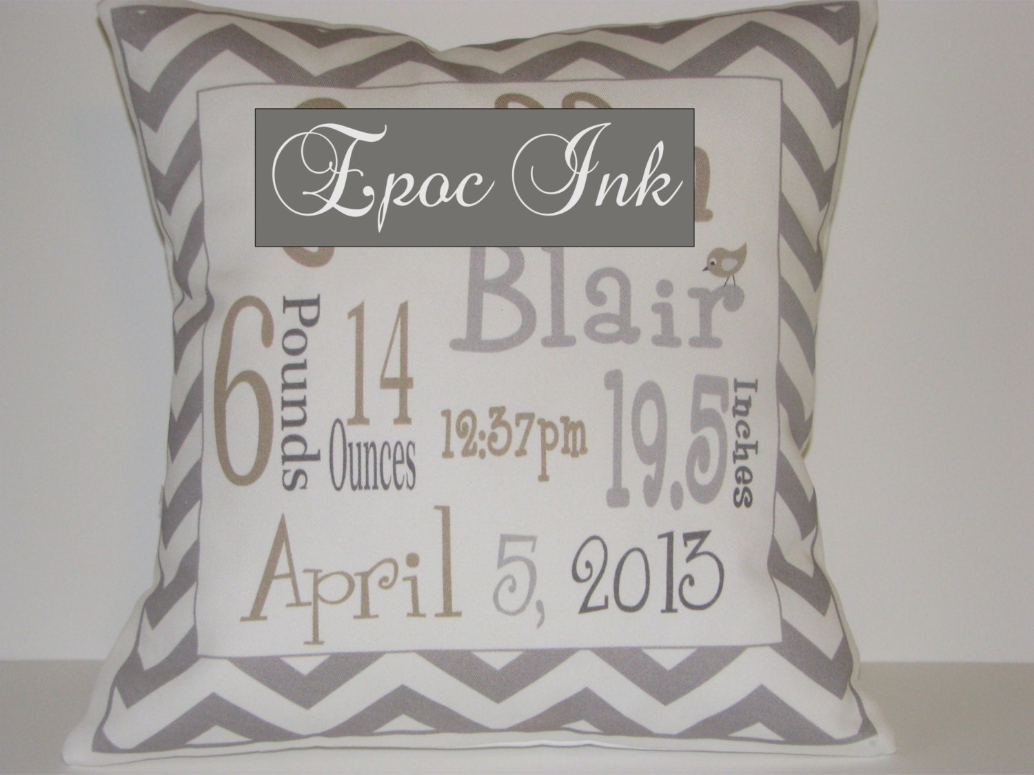 Personalized Chevron Birth Announcement Pillow