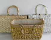 SALE Vintage Wicker Purse, Hong Kong Straw Tote, Trio of Mid Century Purses, Instant Collection