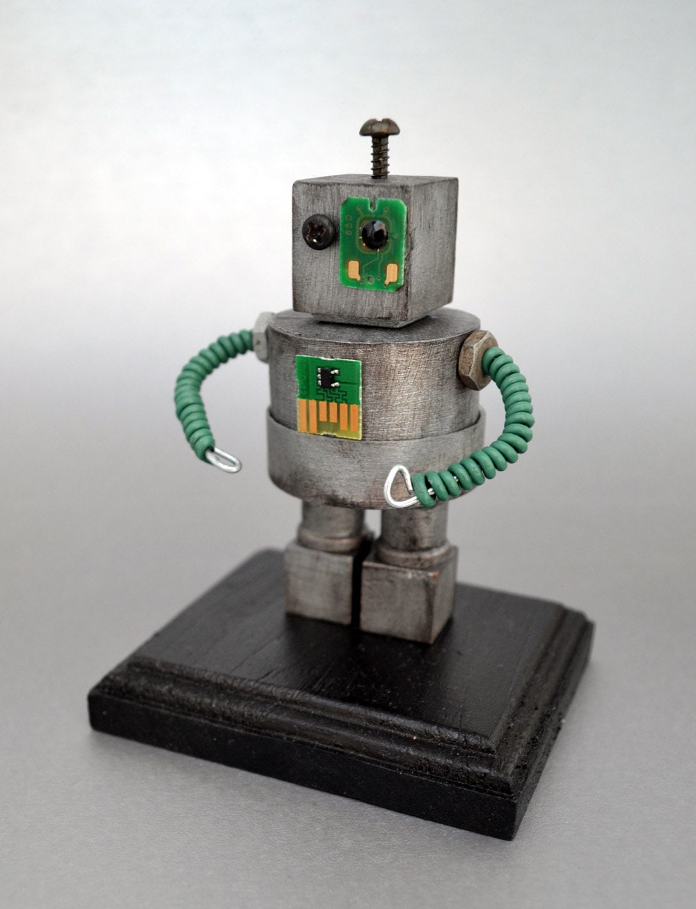 Robot Art, Desk Sculpture, Geek Gift for Him, Science Fiction Bot