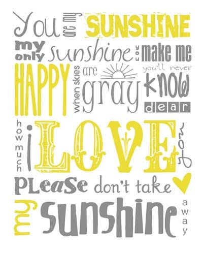 You Are My Sunshine Subway Art Digital PRINTABLE 8x10 JPEG File Multiple Colors Available
