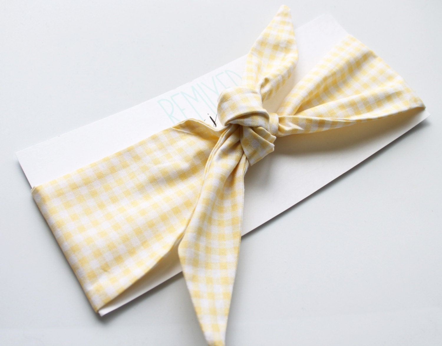 Yellow Gingham Head Scarf - Headband
