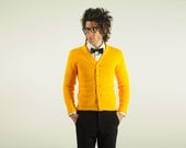 60s vintage gold cardigan bright yellow Official Award Sweater extra small XS