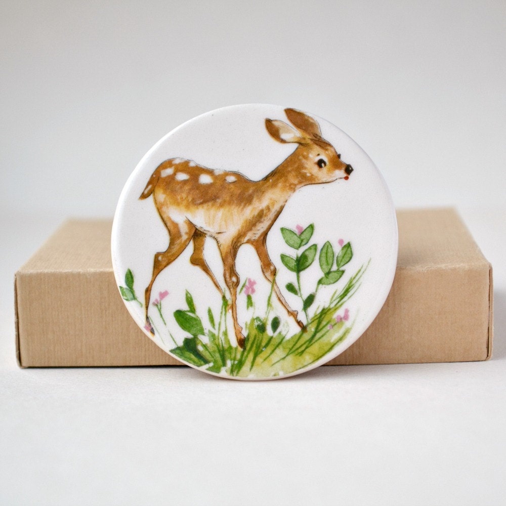 Jill, the deer - ceramic woodland brooch - pin - woodland creature animal - playful jewelry - bambi Etsy UK
