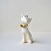 Milk color ceramic with golden bow - ceramic cat necklace, elegant kitten shape, animal, pet, whimsical creature, white Etsy UK
