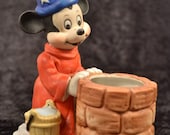Mickey Mouse Disney Fantasia Sorcerer's Apprentice Royal Orleans Ceramic Candle Holder Tea Light Collectible 1970's