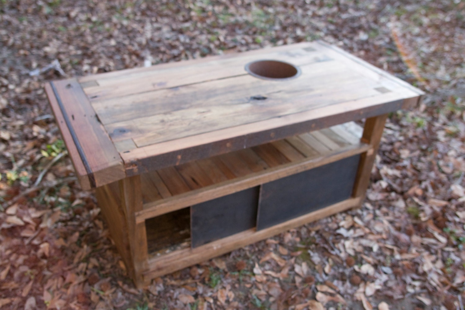Reclaimed Pine and metal coffee table