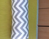 Gray Chevron  Zig Zag Ring Bolster Pillow 17 Inches Long