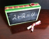 Engraved Wooden Block with Chalkboard Personalized Teacher Gift