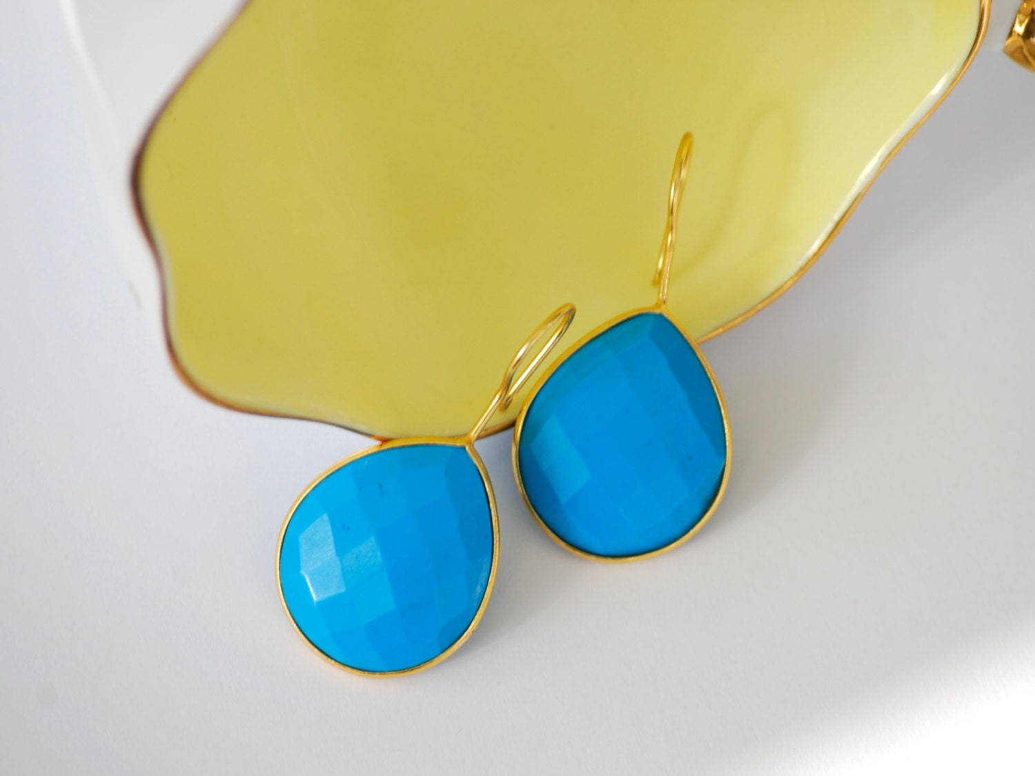Turquoise Bezel Set Earrings