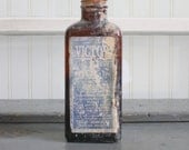 Vintage Large victor glass bottle with original label