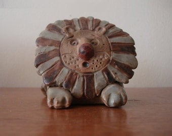 Lisa Larsen Style Lion Bank Vintage Studio Pottery 1960s
