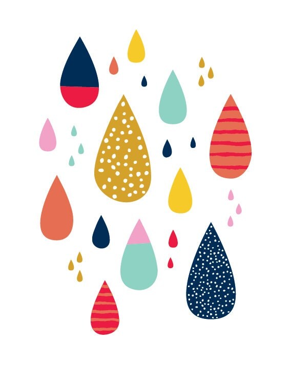 Colorful raindrops 8"x10" print by Let's Die Friends drips