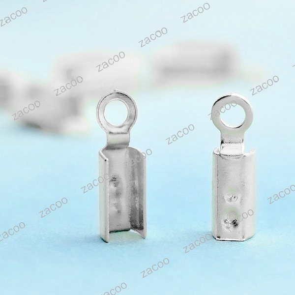 20g DIY Silver Cord End Tips Iron wholesale jewelry finding Connectors Crimp Clutch TN0023